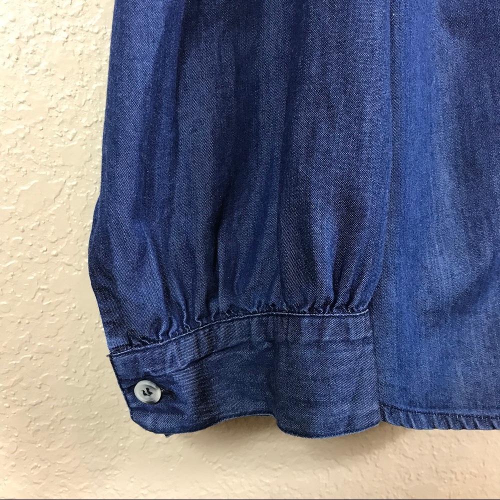 Eloquii Dark Chambray Ruffle Button Front Shirt - image 3